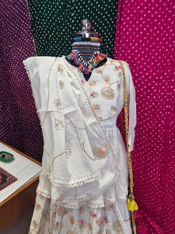 Rajasthani Khadi Lehenga Choli Set with Traditional Hand Embroidery