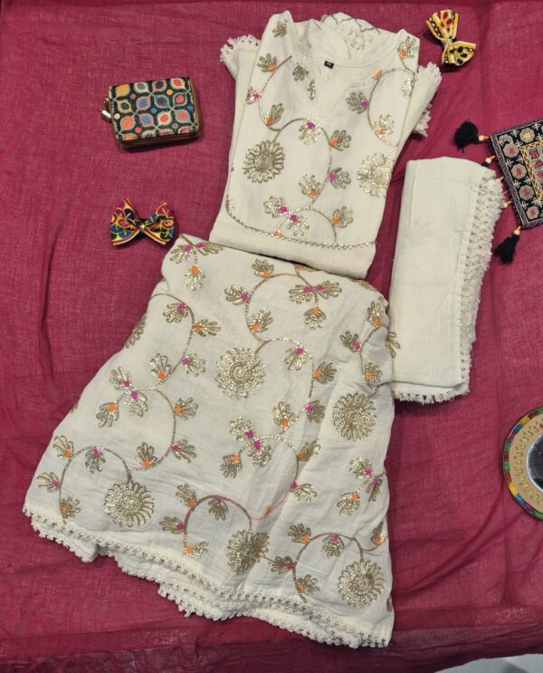 Rajasthani Khadi Lehenga Choli Set with Traditional Hand Embroidery