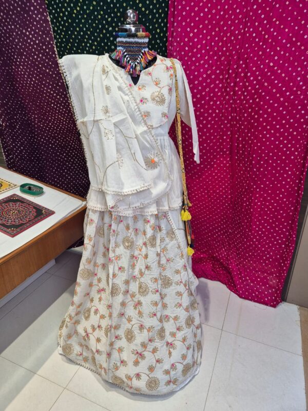 Rajasthani Khadi Lehenga Choli Set with Traditional Hand Embroidery