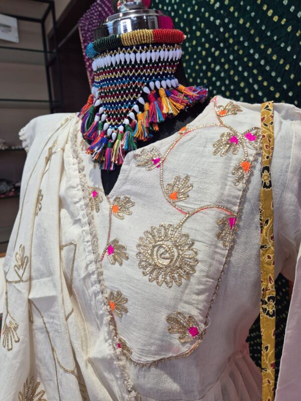 Rajasthani Khadi Lehenga Choli Set with Traditional Hand Embroidery