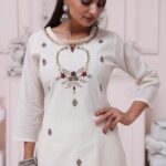 Ivory Blossom Khadi Kurti