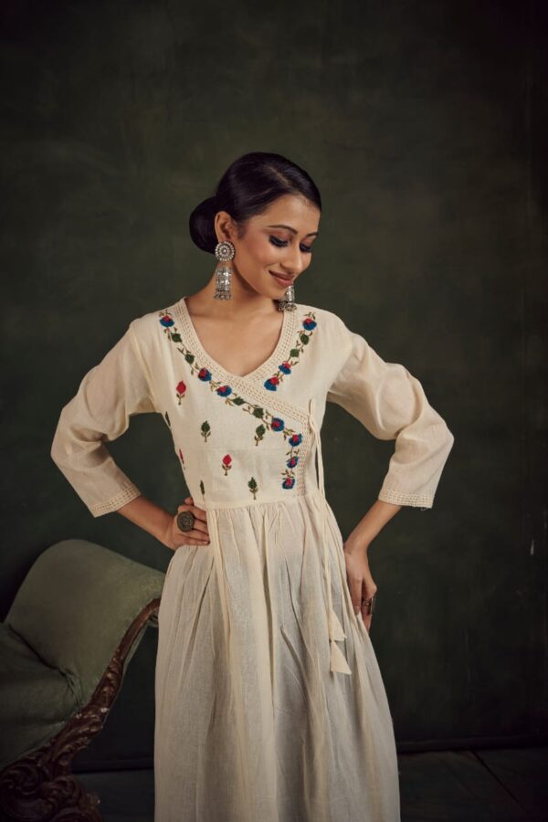 Khadi Angrakha Anarkali Dress