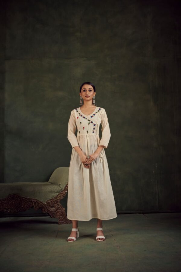 Khadi Angrakha Anarkali Dress