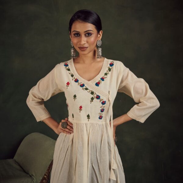 Khadi Angrakha Anarkali Dress