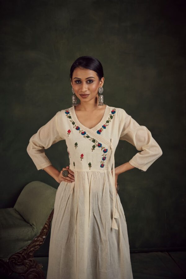 Khadi Angrakha Anarkali Dress