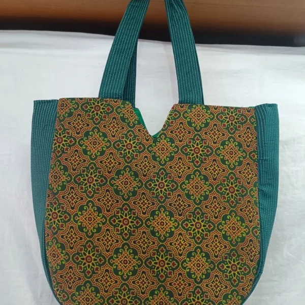 Green & Mustard Handcrafted Cotton Tote Bag