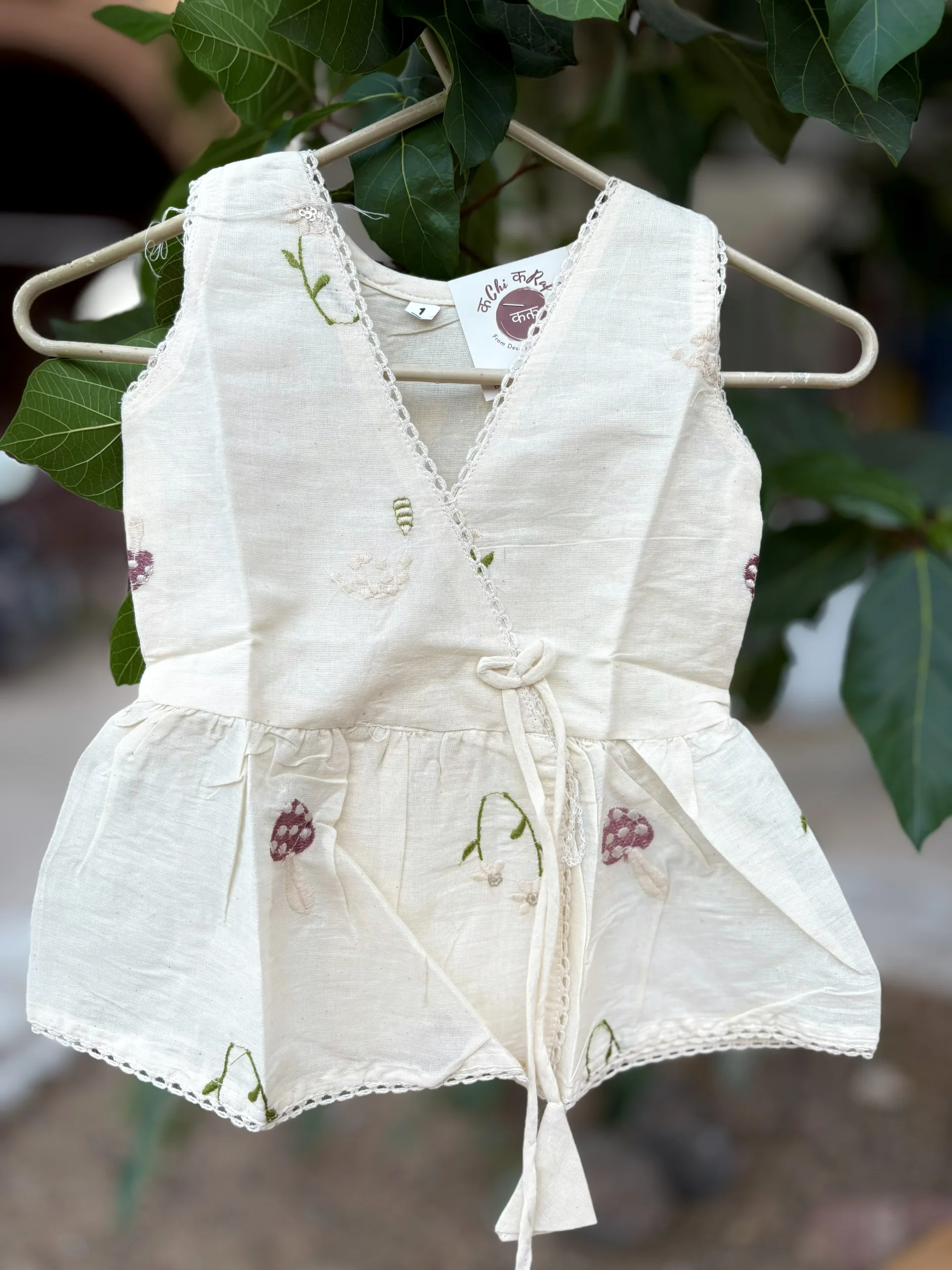 Kids Short Top For Girl | Khadi Cotton | Multi Color - 2