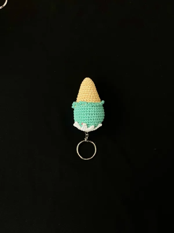 crochet-ice-cream-keychain-green
