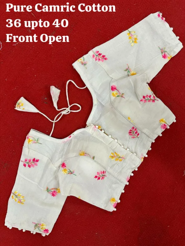 new-floral-blouse-design-2025-front-open-cotton-white Front side